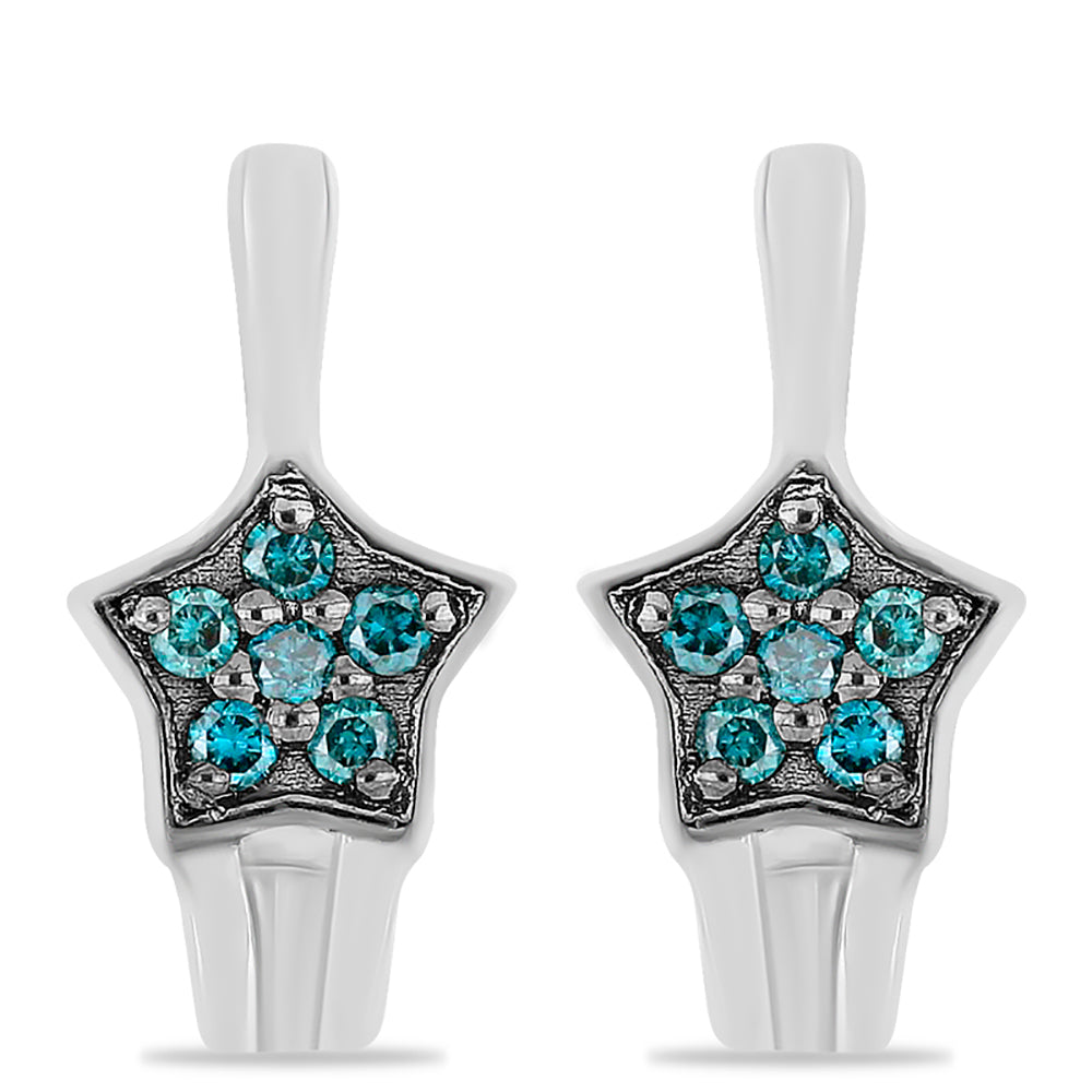 Pendientes de Plata con Diamante Azul