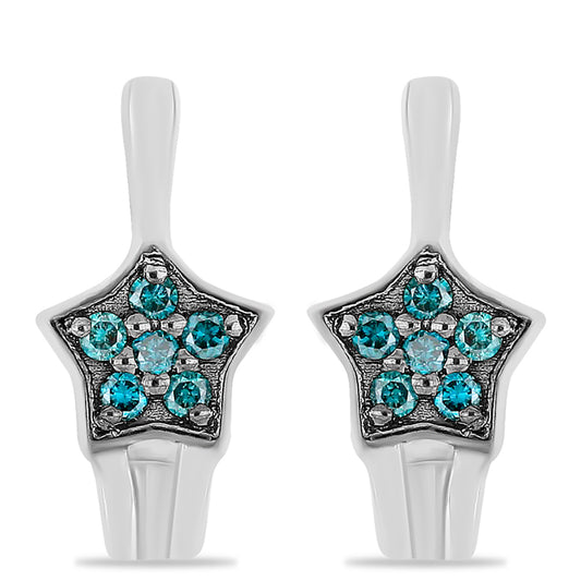 Pendientes de Plata con Diamante Azul