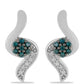 Pendientes de Plata con Diamante Azul y Diamante blanco