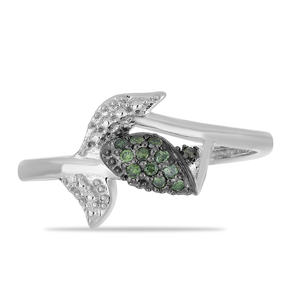 Anillo de Plata con Diamante Verde 1 