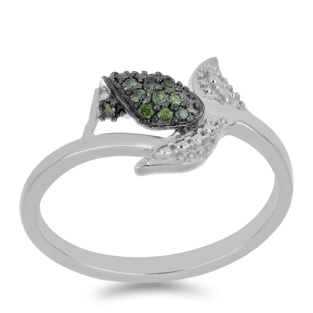 Anillo de Plata con Diamante Verde 3 