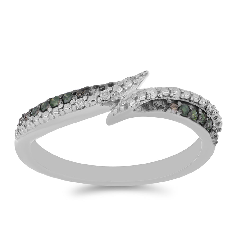 Anillo de Plata con Diamante Verde y Diamante blanco 3 