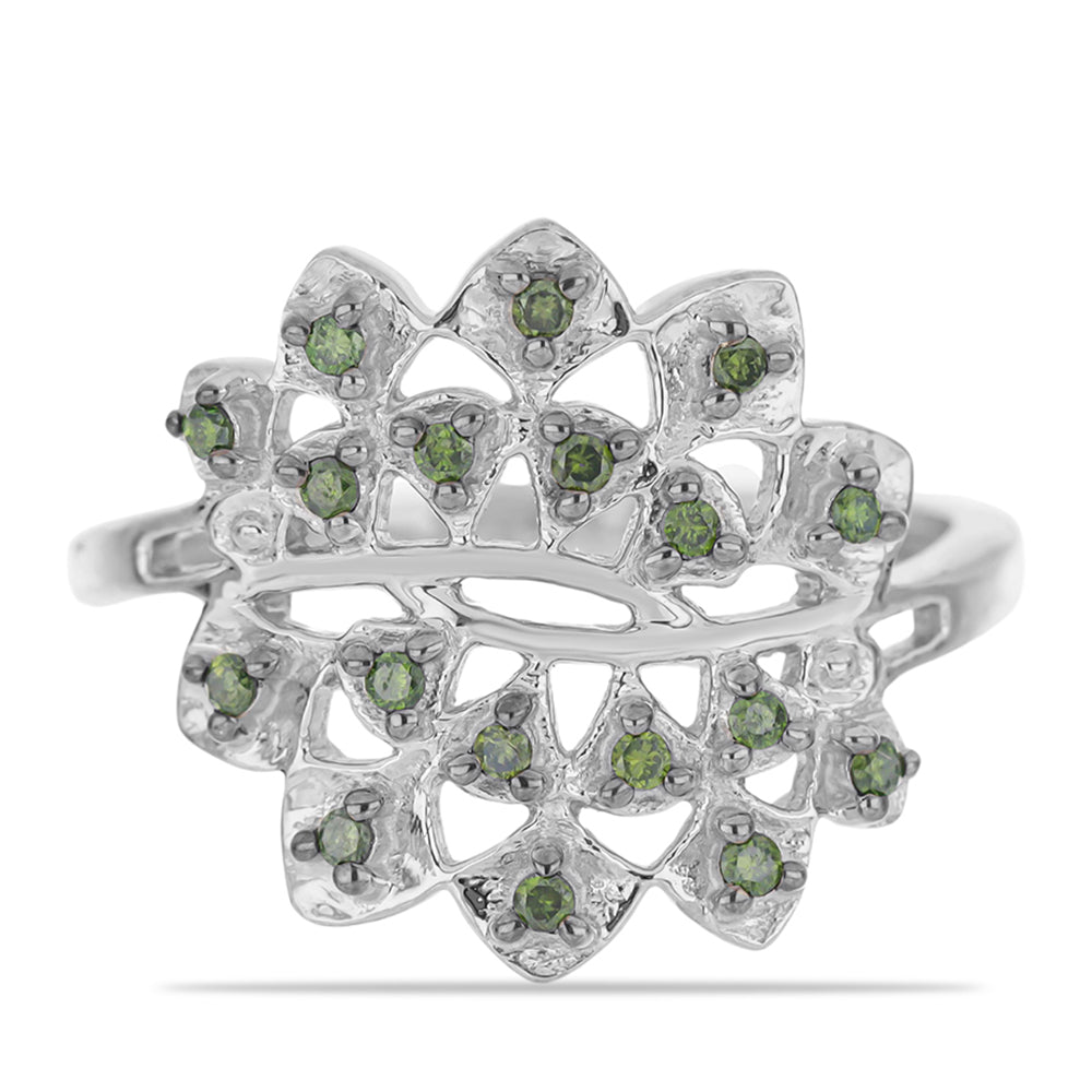 Anillo de Plata con Diamante Verde 1 