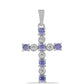 Cruz Colgante de Plata con Tanzanita AA y Topacio Blanco