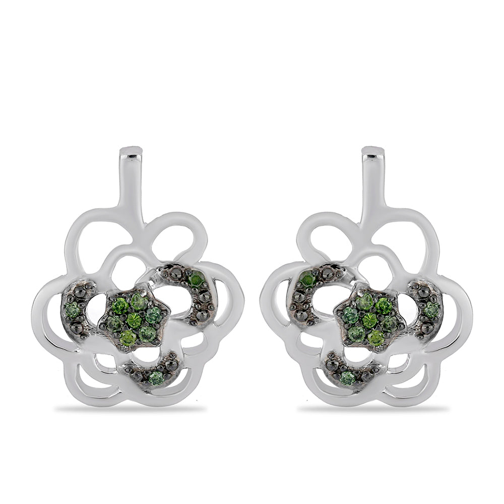 Pendientes de Plata con Diamante Verde 1 