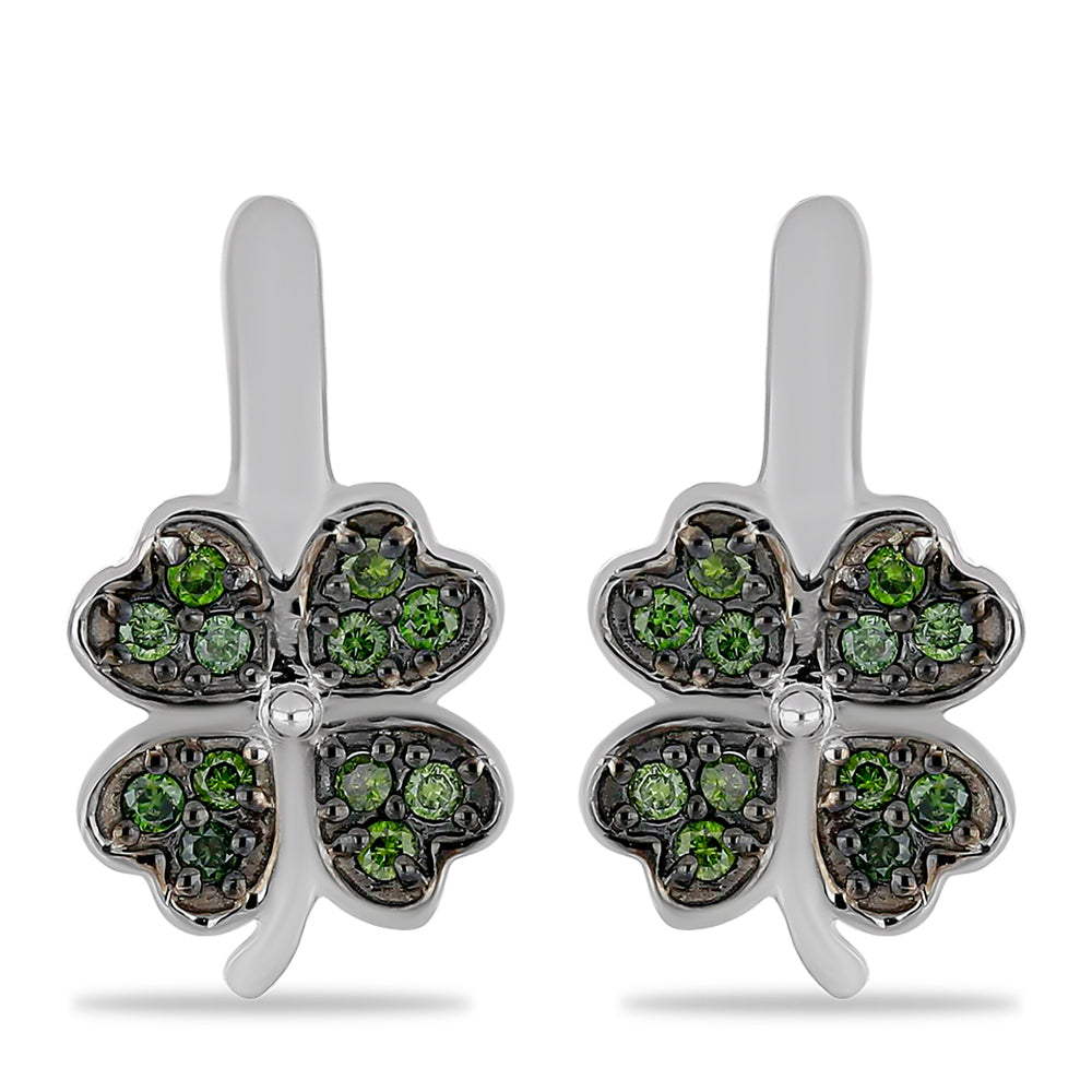 Pendientes de Plata con Diamante Verde 1 