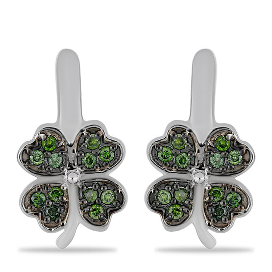 Pendientes de Plata con Diamante Verde