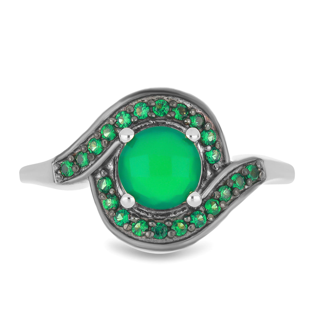 Anillo de Plata con Ágata Verde