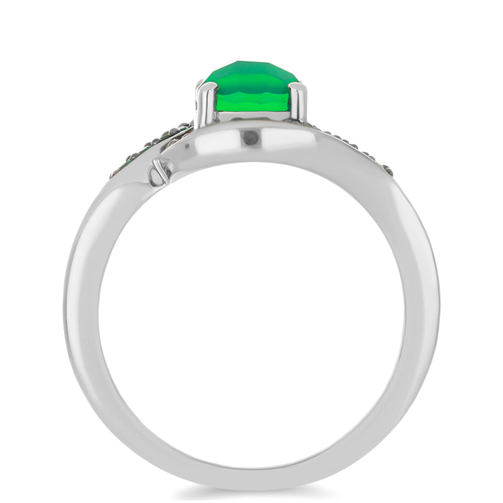 Anillo de Plata con Ágata Verde