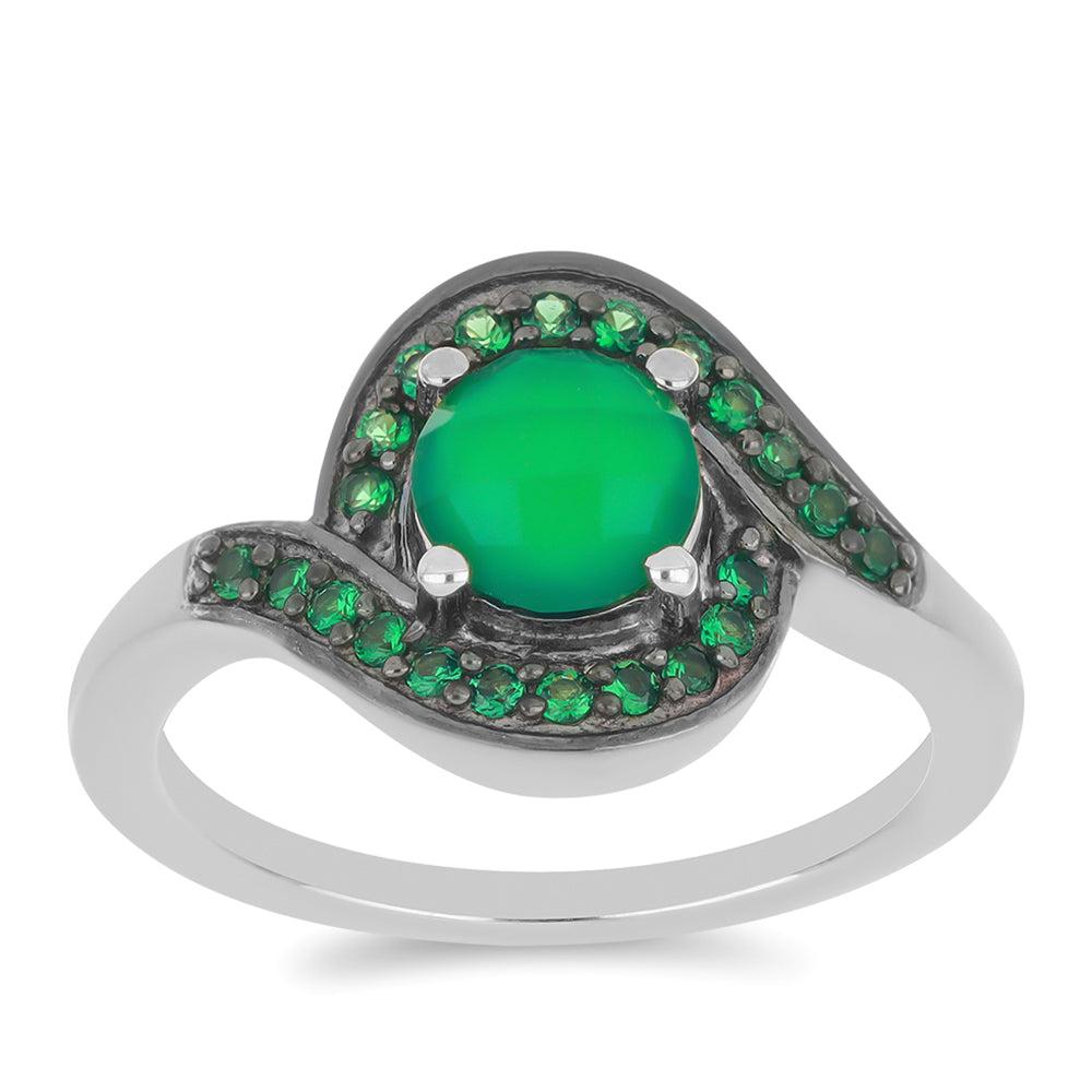 Anillo de Plata con Ágata Verde 3 