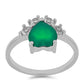 Anillo de Plata con Ágata Verde y Topacio Blanco