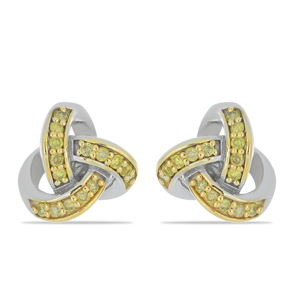 Pendientes de Plata con Diamante Amarillo