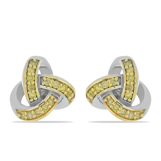 Pendientes de Plata con Diamante Amarillo