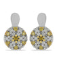 Pendientes de Plata Bañada en Oro con Diamante Amarillo y Diamante blanco