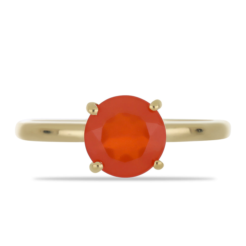 Anillo de Plata Bañada en Oro con Calcedonia roja 1 