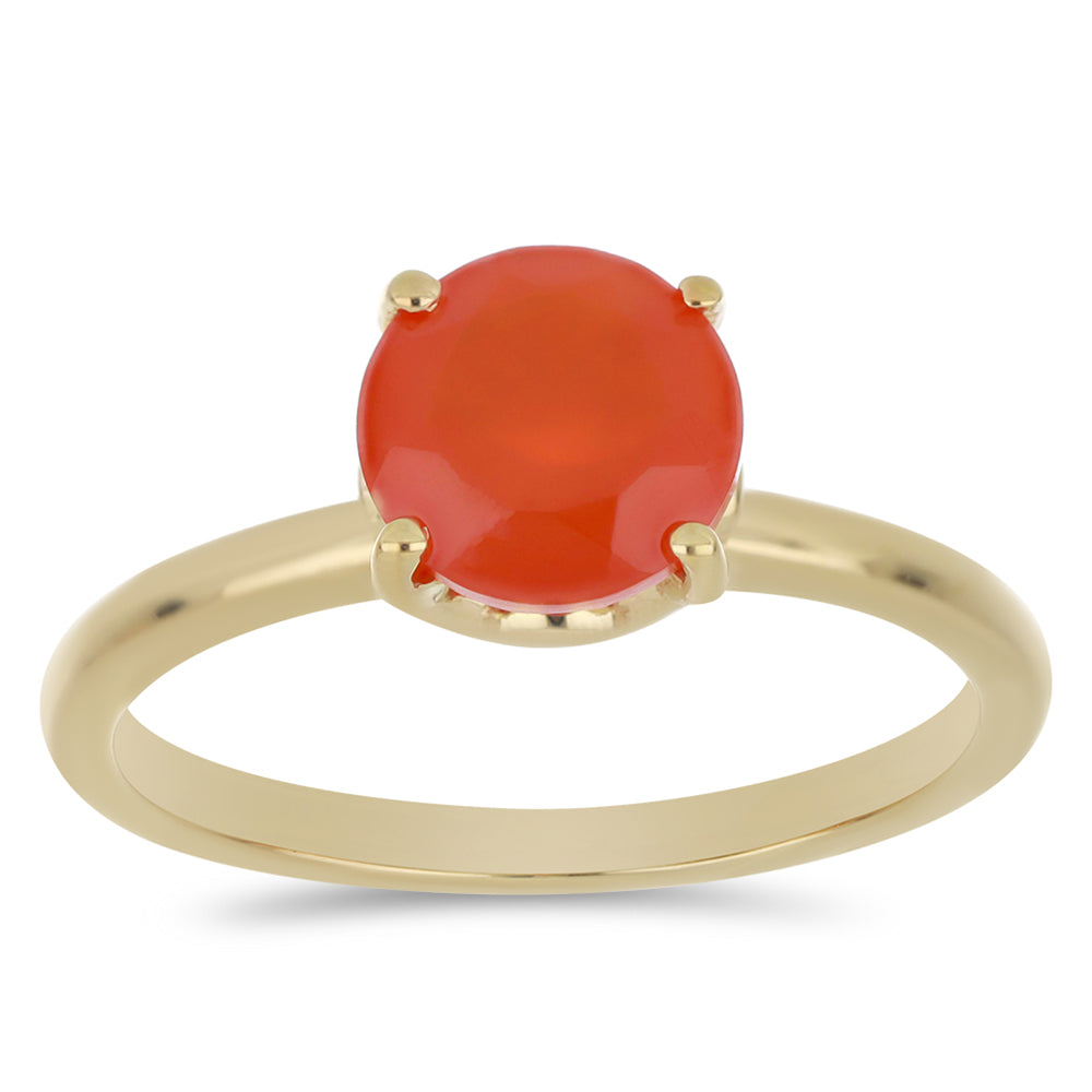 Anillo de Plata Bañada en Oro con Calcedonia roja 3 