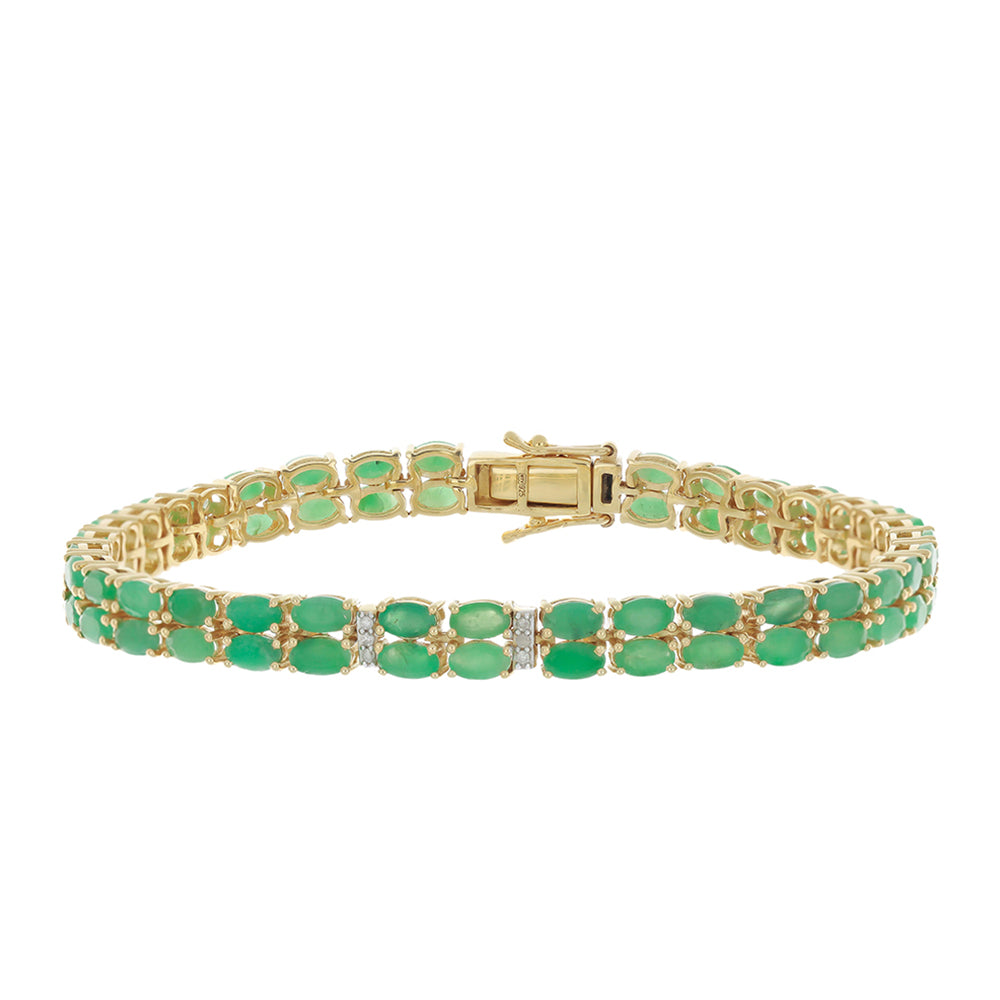 Pulsera de Plata Bañada en Oro con Esmeralda de Brasil y Diamante blanco 1 