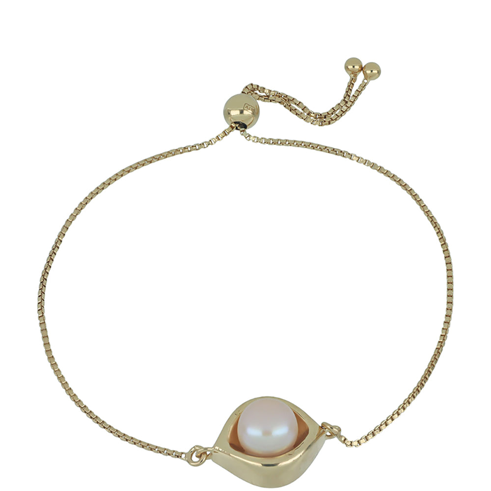 Pulsera de Plata Bañada en Oro con Perla de agua dulce melocotón 1 