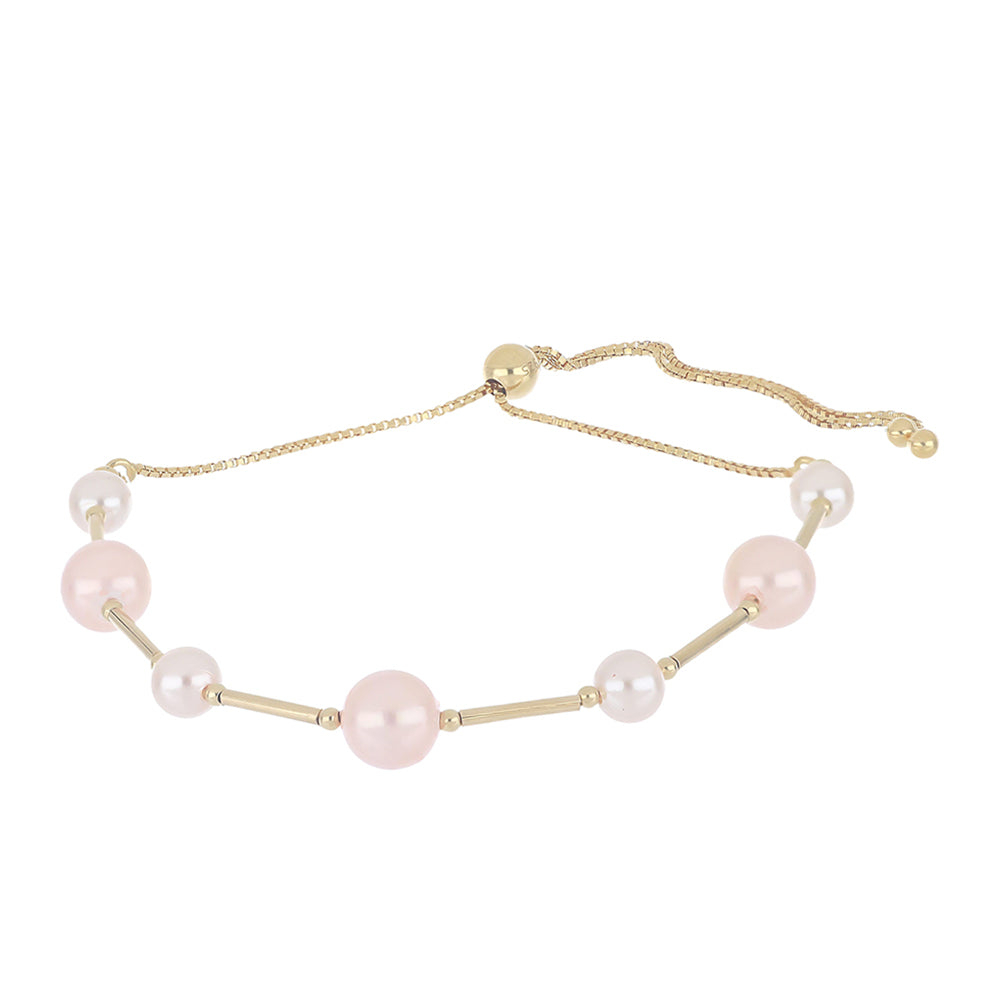 Pulsera de Plata Bañada en Oro con Perla de agua dulce melocotón 1 