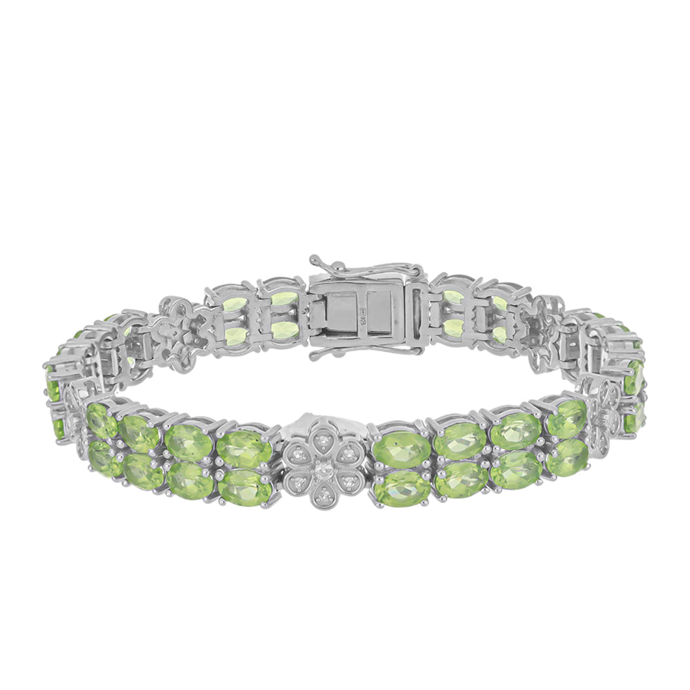 Pulsera de Plata con Peridoto de Changbai y Topacio Blanco