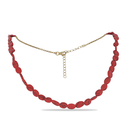 Collar de Plata Bañada en Oro con Coral de Esponja Roja