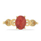 Anillo de Plata Bañada en Oro con Coral de Esponja Roja