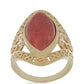 Anillo de Plata Bañada en Oro con Coral de Esponja Roja