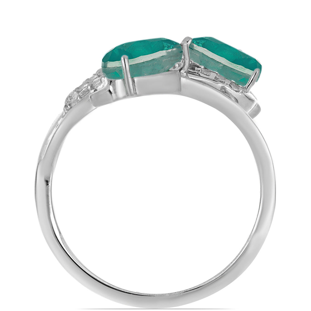 Anillo de Plata con Cuarzo Paraiba y Topacio Blanco 2 