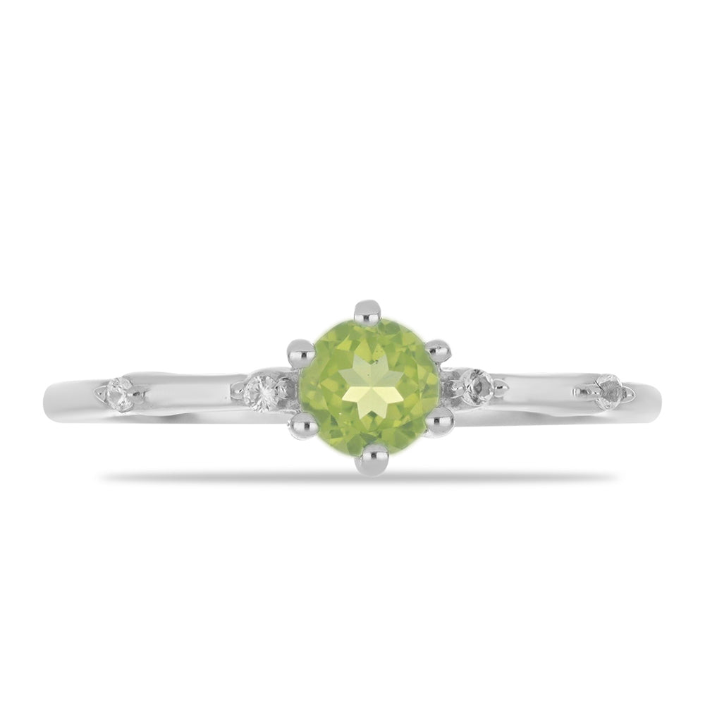 Anillo de Plata con Peridoto de Changbai y Topacio Blanco 1 