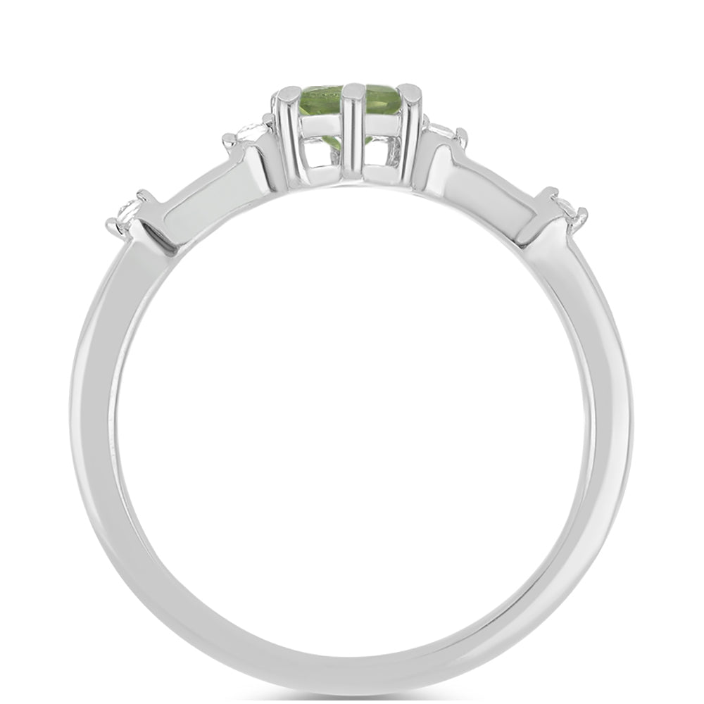 Anillo de Plata con Peridoto de Changbai y Topacio Blanco