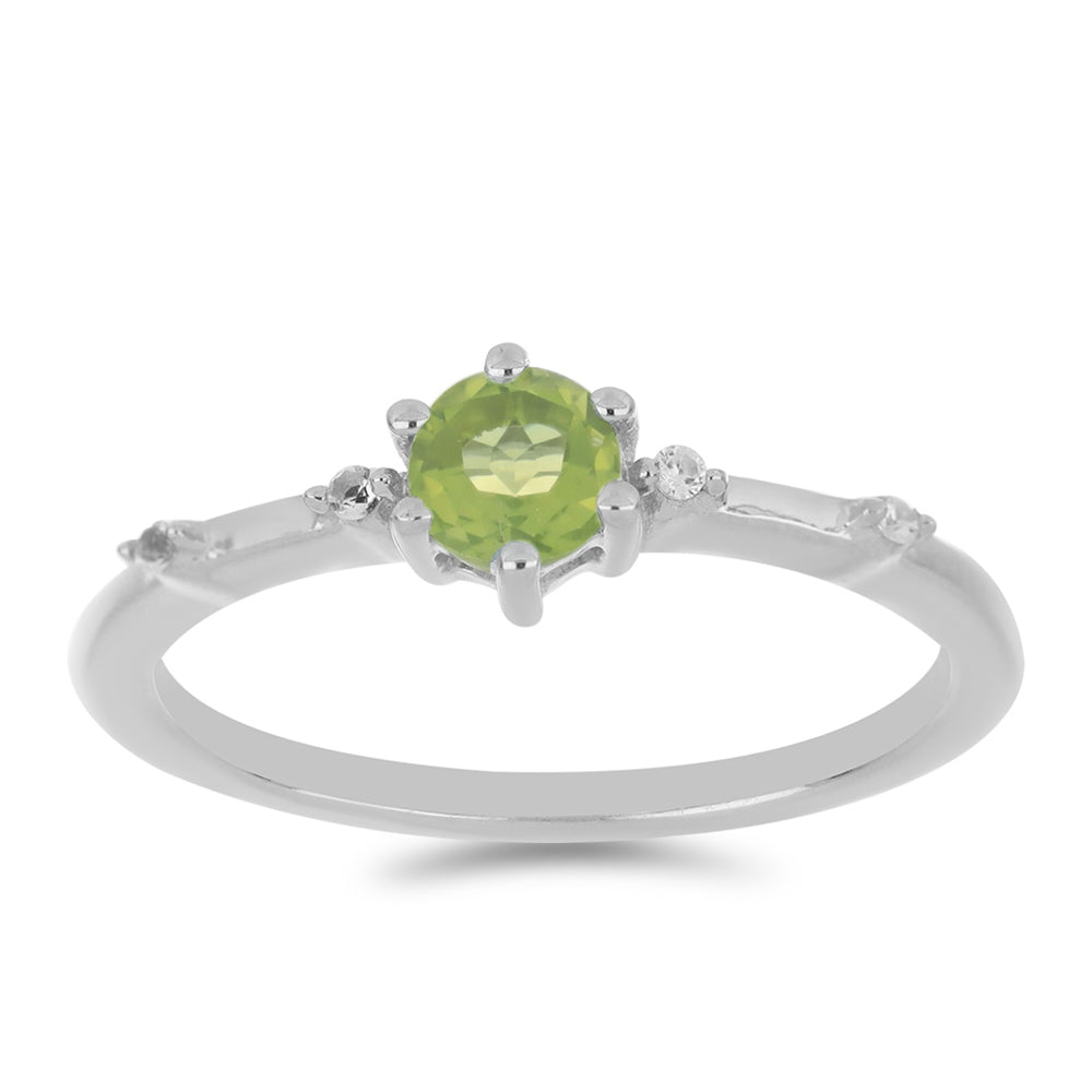 Anillo de Plata con Peridoto de Changbai y Topacio Blanco 3 