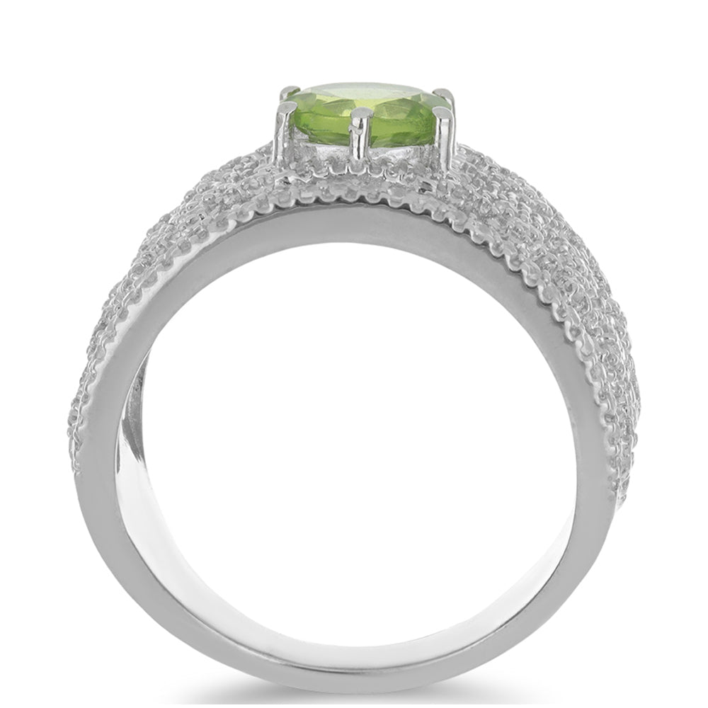 Anillo de Plata con Peridoto de Changbai y Topacio Blanco