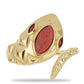 Anillo de Plata Bañada en Oro con Coral de Esponja Roja y Granate Barton