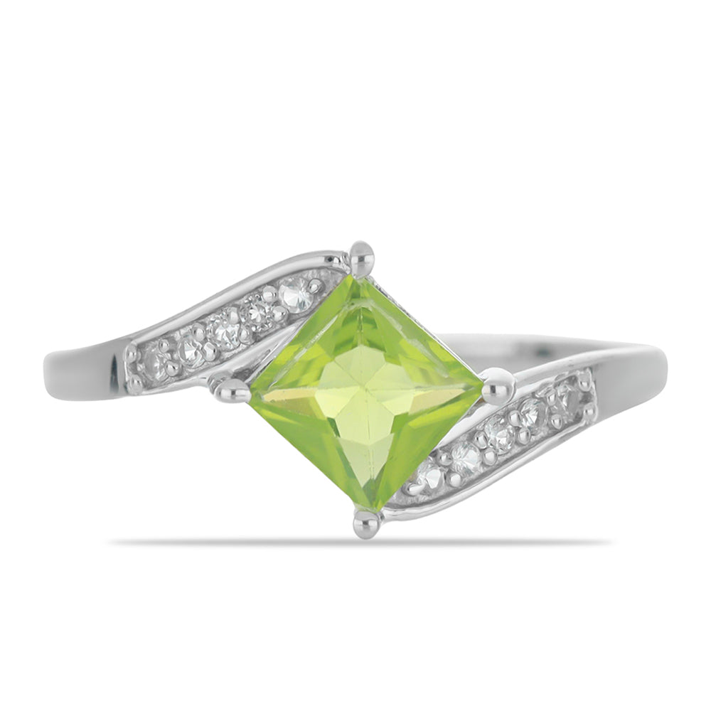 Anillo de Plata con Peridoto de Changbai y Topacio Blanco 1 