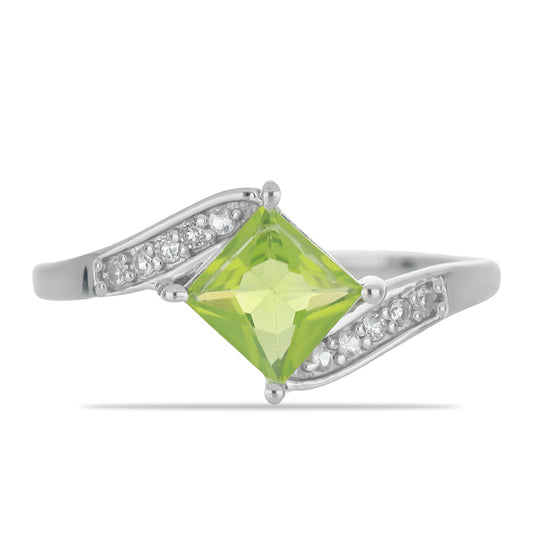 Anillo de Plata con Peridoto de Changbai y Topacio Blanco