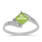 Anillo de Plata con Peridoto de Changbai y Topacio Blanco