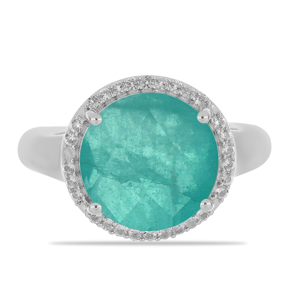 Anillo de Plata con Cuarzo Paraiba y Topacio Blanco 1 