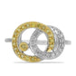 Anillo de Plata con Diamante Amarillo y Diamante blanco