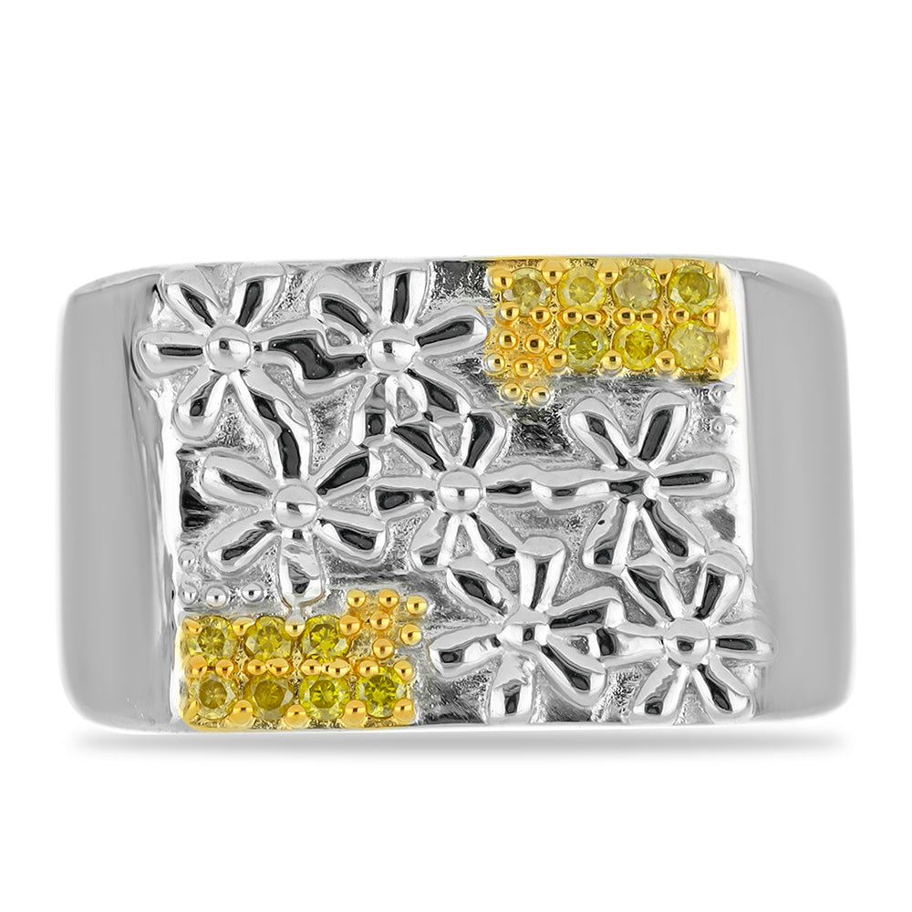 Anillo de Plata con Diamante Amarillo 1 