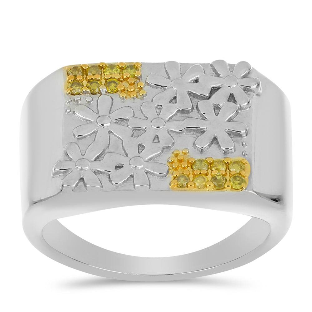 Anillo de Plata con Diamante Amarillo 3 