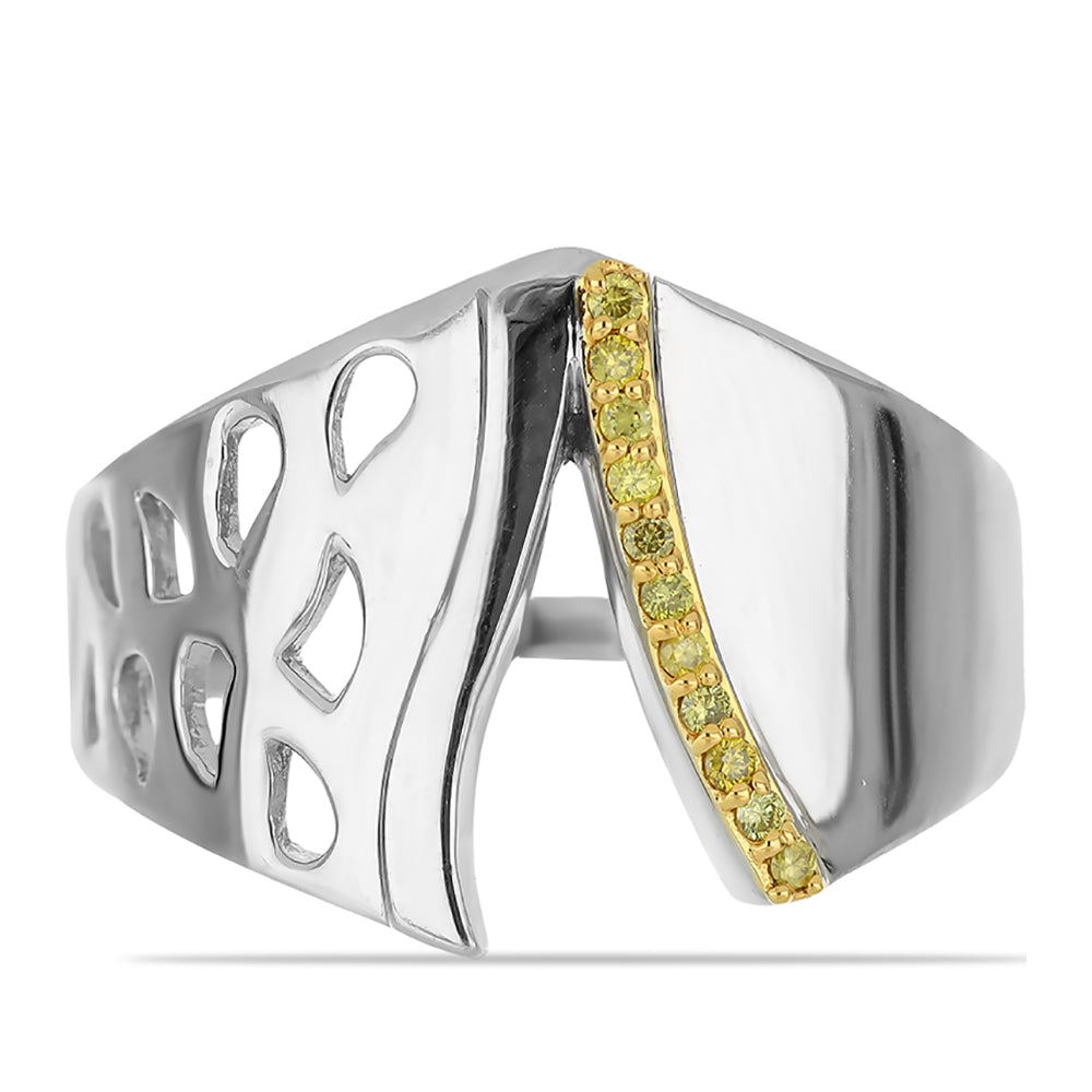 Anillo de Plata con Diamante Amarillo 1 