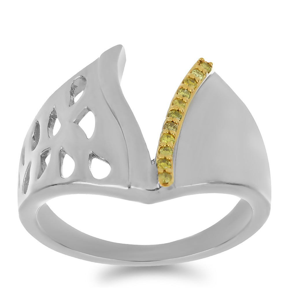 Anillo de Plata con Diamante Amarillo 3 