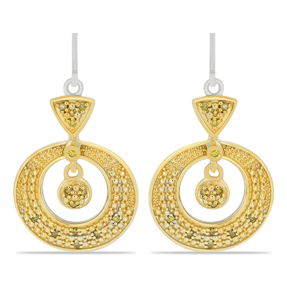 Pendientes de Plata con Diamante Amarillo