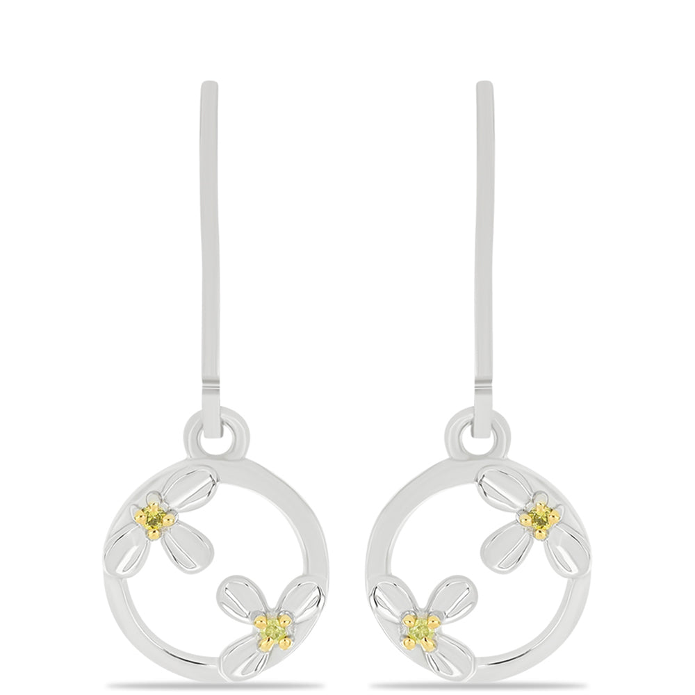 Pendientes de Plata con Diamante Amarillo