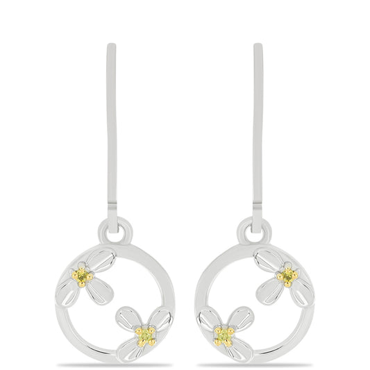 Pendientes de Plata con Diamante Amarillo