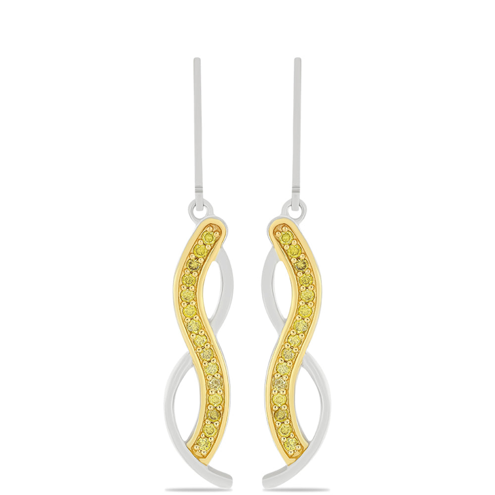 Pendientes de Plata con Diamante Amarillo