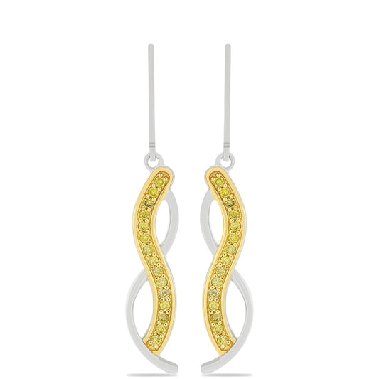 Pendientes de Plata con Diamante Amarillo