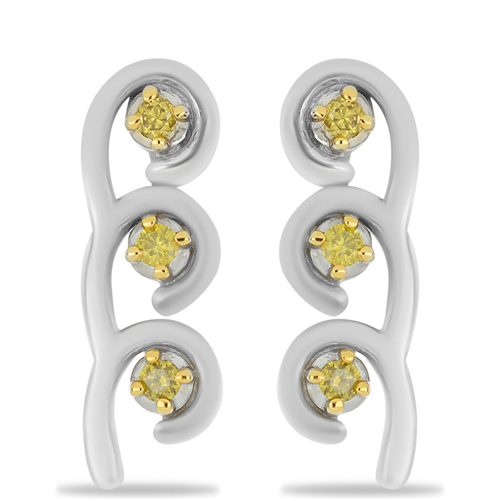 Pendientes de Plata con Diamante Amarillo