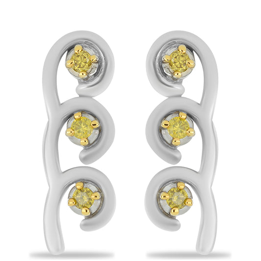 Pendientes de Plata con Diamante Amarillo