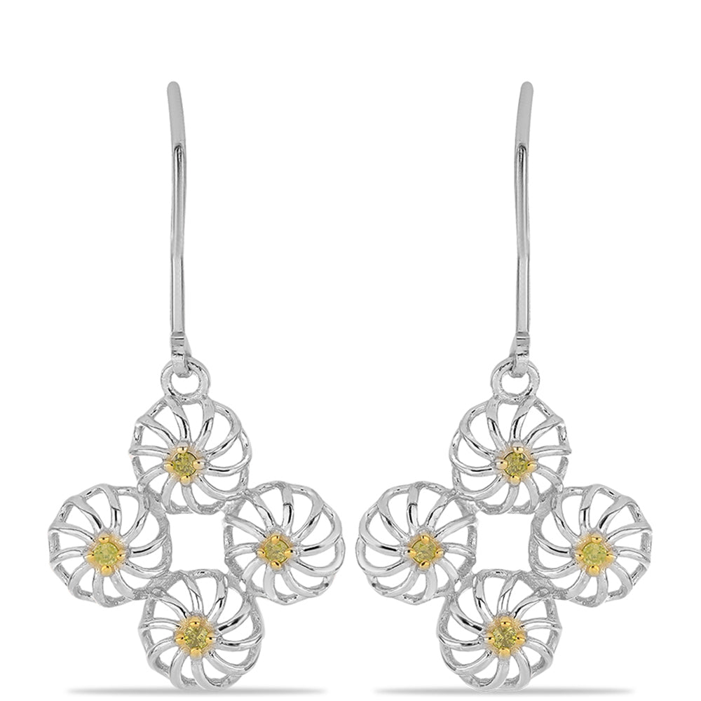 Pendientes de Plata con Diamante Amarillo